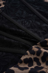 Aiertu Leopard Print Bustier Lace Slip Sleeveless Maxi Dress Aiertu