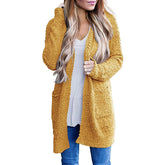 Aiertu long sweater dress outfit Autumn and Winter Knitwear Solid Color Fleece Double Pocket Cardigan Sweater aiertu