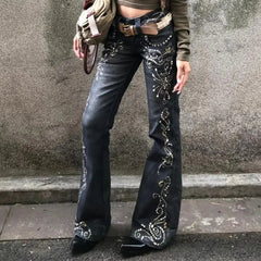 Aiertu - American Millennial Hot Girl Retro Baggy Jeans Women Y2K Streetwear Washed Loose Casual Harajuku High Waist Straight Leg Jeans Aiertu