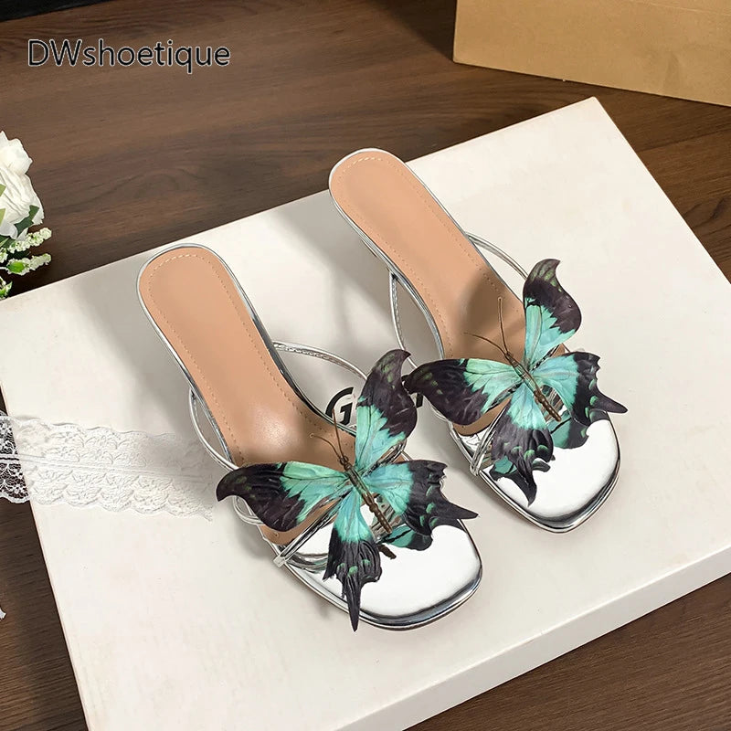 Aiertu - Summer butterfly women slides low thin heel slip on women sandals Aiertu