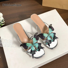 Aiertu - Summer butterfly women slides low thin heel slip on women sandals Aiertu