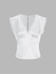 Aiertu Lace Trim Satin Skirt Set Aiertu