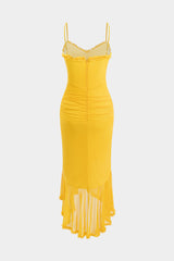 Aiertu - Mesh Slip Ruffle Maxi Dress Aiertu