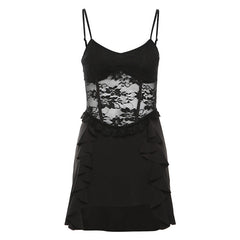 Aiertu - Summer New Women's Dress Fresh And Sweet Lace Hollow Out To Receive Purse Hip Pure Color Dress-Outfit Ideas Aiertu