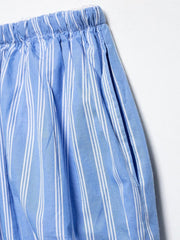 Aiertu - Blue Striped Casual Shorts Women Summer Flower Elastic Mid Waist Short Pants Streetwear Fashion Simple Mini Shorts 2025 New Aiertu
