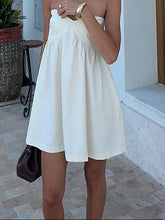 Aiertu Women's Sexy White Strapless Dresses 2025 Summer Backless High Waist Pleated Mini Gowns Lady Fashion A-line Beach Vacation Dress Aiertu
