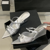 Aiertu - Summer Designer Wedges Slippers Women Pointed Toe Thin Low Heels Party Ladies Slide Shoes Zapatos De Mujer Aiertu