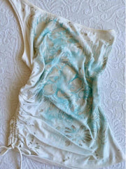 Aiertu - Summer Vintage Women One Shoulder Tank Y2k Aesthetic Flower Printing Slim Tunic Drawstring Vest Streetwear Fairy Grunge Camis Aiertu