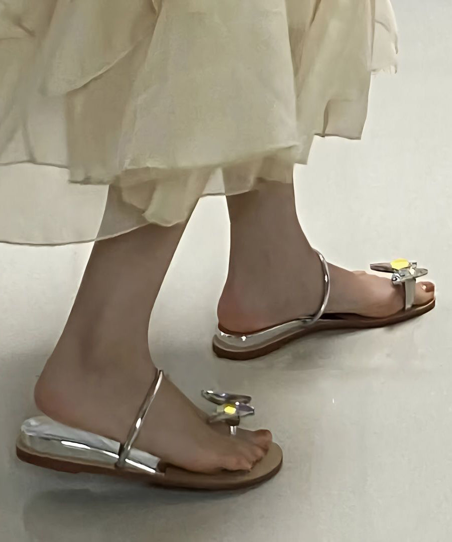 Aiertu Fashionable And Versatile Butterfly Rhinestone Flat Slide Sandals Aiertu