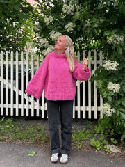 Aiertu - Pink Oversize Long Sleeve Knit Pullover Women Casual Loose Lazy Round Neck Kink Sweater 2026 Autumn Lady High Street Knitwear Aiertu