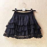 Aiertu Elastic Gothic Lace Tutu Skirt Women Black Mesh Detail Petticoat Sexy Mini Tulle Skirts Party Club Wear Dancer Aiertu