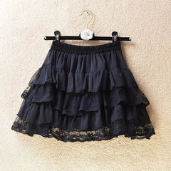 Aiertu Elastic Gothic Lace Tutu Skirt Women Black Mesh Detail Petticoat Sexy Mini Tulle Skirts Party Club Wear Dancer Aiertu