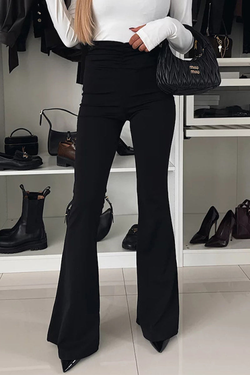 Aiertu -Elegant Patchwork Ruched Regular High Waist Speaker Bottoms aiertu