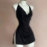 Aiertu Backless Bandage Dress Sexy Girl Black V Neck Elegant Irregular Slim Sweet Korean Women Mini Dresses 2025 New Fashion Nightclub Aiertu