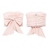 Aiertu - Sexy Bow Decoration Pleated Tube Top Women Sleeveless Strapless Zipper Female Cropped Vest Summer Lady Fashion Streetwear Aiertu