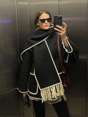 Aiertu - Chic Warm Woolen Single-breasted With Pockets Jacket Women Casual Long Sleeved Commute Coat Autumn Lady Streetwear Outerwear Aiertu
