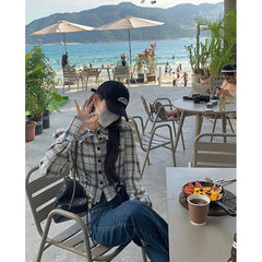 Aiertu Streetwear Plaid Shirts Women Y2K Harajuku Bandage Crop Tops Korean Fashion Long Sleeve Casual All Match Chic Blouses New Aiertu