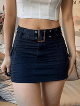 Aiertu -Buckle Belt Denim Cargo Mini Skirt aiertu