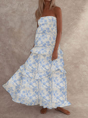 Aiertu Floral maxi dress blue shopify
