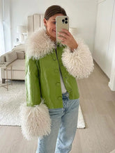 Aiertu - Luxury Lamb Wool Patchwork Leather Jacket Women Fashion Long Sleeved Coats 2026 Autumn Winter Lady High Street Outercoat Aiertu