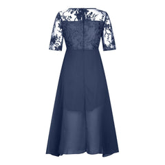 Aiertu - Dresses For Women Elegant Lace Chiffon Flowy Dress Evening Party Gown Half Sleeve Lace Chiffon Dress Vestidos En Oferta Liquidac Aiertu