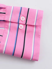 Aiertu - Women Summer Shirts Blouses Tops New Fashion Loose Striped Turn-down Collar Female Elegant Street Top Clothing Aiertu