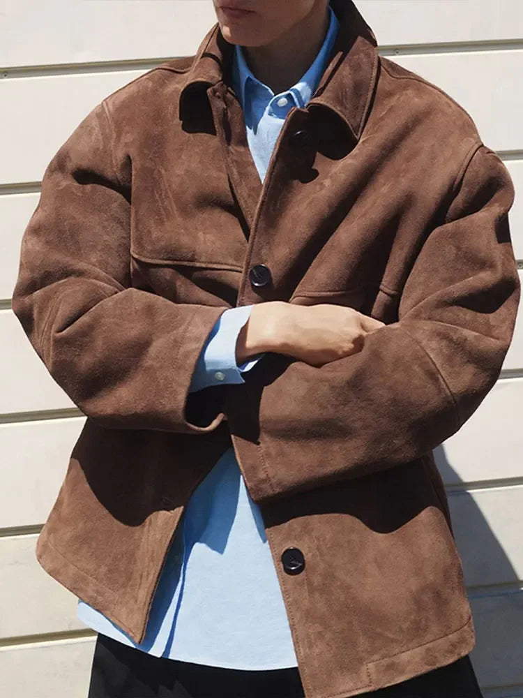 Aiertu - Fashon Brown Single Breasted Suede Jackets Women Fashion Lapel With Pockets Long Sleeve Coats 2026 Chic Lady Casual Outerwear Aiertu