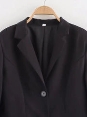 Aiertu - European and American style spring new style lapel temperament versatile medium and long suit jacket Aiertu