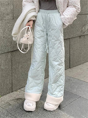 Aiertu - Cotton Pants Women Chic Loose Daily Warm 2026 Winter Gentle Straight Wide Leg Fashion Daily New High Waist Slim Aiertu