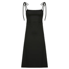Aiertu - Black Sexy Big Halter Strap Dress Aiertu