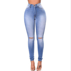 Aiertu nba outfit for women EBay Women's Slimming High Elastic Ripped Jeans Pencil Pants aiertu