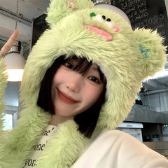 Aiertu - Cute Big Eyes Plush Hats For Women Girl Fashion Y2k Outdoor Warm Beanies Cap Winter Windproof Earflap Hat Funny Photography Gift Aiertu