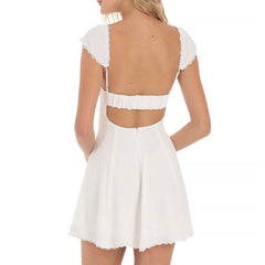 Aiertu Lace Trim Dress In White shopify
