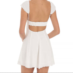 Aiertu Lace Trim Dress In White shopify