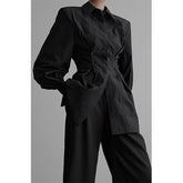 Aiertu Y2K Black Shirts Women Gothic Harajuku Zipper Long Sleeve Blouses Office Ladies Fashion Korean Elegant Tunic Chic Tops New Aiertu