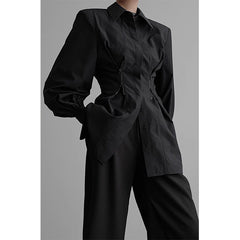 Aiertu Y2K Black Shirts Women Gothic Harajuku Zipper Long Sleeve Blouses Office Ladies Fashion Korean Elegant Tunic Chic Tops New Aiertu