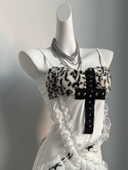 Aiertu - Vintage Sexy Leopard Crucifix Patchwork Slip Dress Women Streetwear Lace Bow Bodycon Dresses Grunge Y2k Aesthetic Mini Vestidos Aiertu