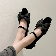 Aiertu - Designer Women's Mary Jane Shoes Elegant Low Heel Butterfly-Knot Fashionable Party Dress Footwear Aiertu