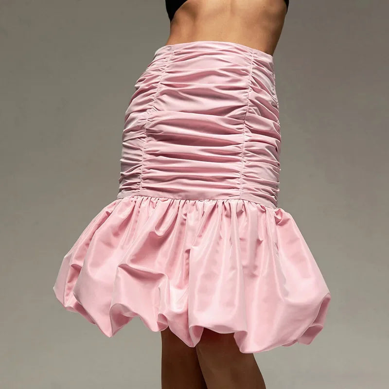 Aiertu - layered look inspo Fashion Ruched Cake Skirts Splice Zipper High Waist Solid Color Skirt Women's Slim Patchwork Pleated Skirt Sexy Hot Girl Aiertu