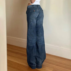 Aiertu - Y2K Straight Jeans Women Fashion High Street Loose Fit Denim Pants 2000s Casual Female Retro Trousers Autumn Outfits Aiertu