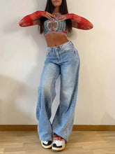 Aiertu - Vintage Blue Jeans for Women 2026 Summer Fashion Egirl Streetwear y2k Wide Leg Pants Women's High Waisted Baggy Jeans Aiertu