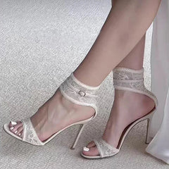 Aiertu - Lace Women High Heels Sandals Sexy Open Toe Shoes Woman Summer Elegant Party Stiletto Shoes Designer Pumps Mujer Sandalias Aiertu