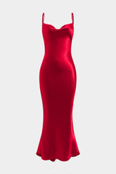 Aiertu Satin Backless Slip Midi Dress aiertu