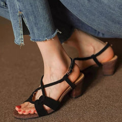 Aiertu - Luxury Women's Sandals Summer Fashion Ankle Strap Hollow Shoes Outdoor Comfortable Elegant High Heels Women Sandals Aiertu