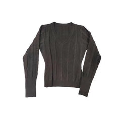 Aiertu - Autumn All Match Office Lady V Neck Long Sleeve Knitted Tops Solid American Vintage Casual Harajuku Women Sweaters Slim Pullover Aiertu