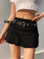 Aiertu - summer inspo Hot White A Line Y2K Denim Shorts Skirts Womens Black Side Pocket Casual Cargo Jean Skirt Simple Preppy Golf Tennis Outfits Aiertu