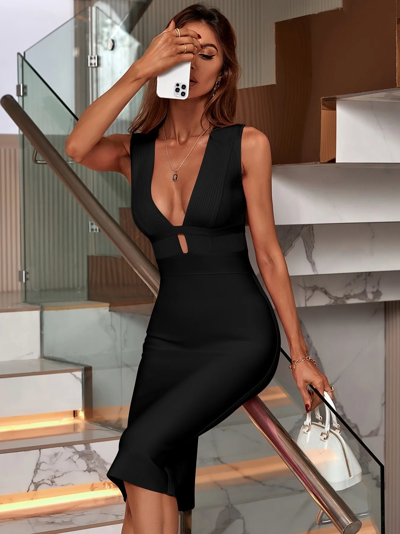 Aiertu - Black Bandage Dress Women Maxi Party Dress Bodycon Elegant Draped Sexy Evening Birthday Club Outfits Summer Aiertu