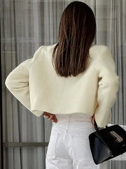Aiertu - layered look inspo Casual Jackets Women Slim Round Neck Single Breasted Long Sleeves Coats Female Autumn Winter Fashion Solid Outwears Lady Aiertu