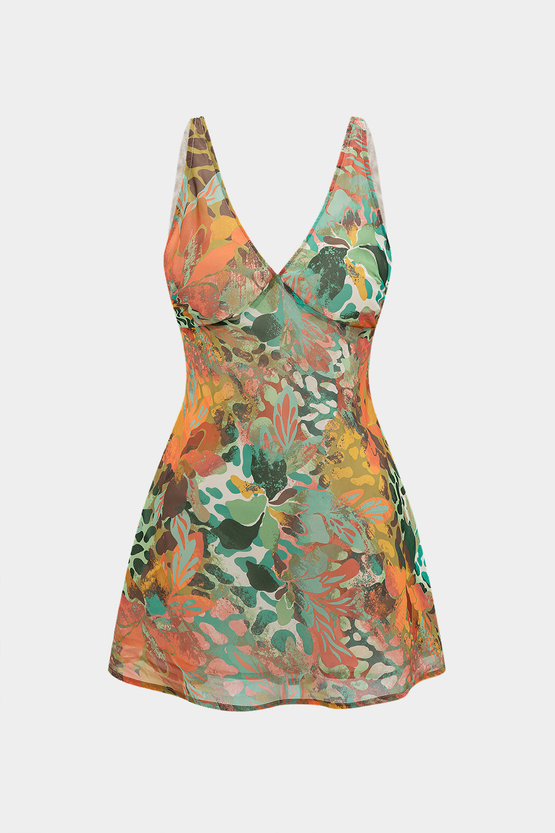 Aiertu - Floral Pattern V-Neck Sleeveless Mini Dress Aiertu