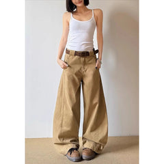 Aiertu American Vintage 2000s Style High Waist Camel Jeans Pants Summer Fashion Women's Baggy Y2K Wide Leg Denim Trouser Female Clothes Aiertu